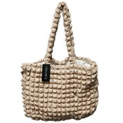 Wholesale - TAUPE QUILTED CARRY ALLl HANDBAG W/TOP ZIPPER C/P 12